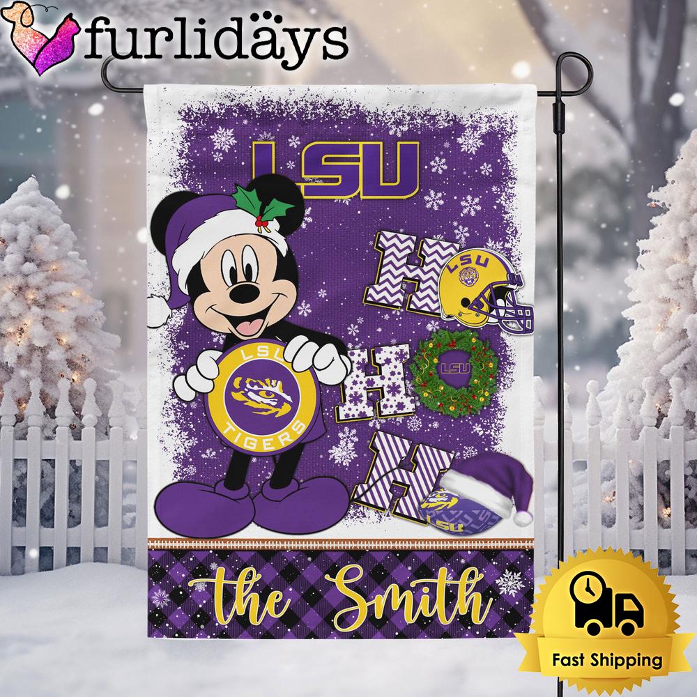 custom ncaa lsu tigers mickey hohoho christmas garden flag4568
