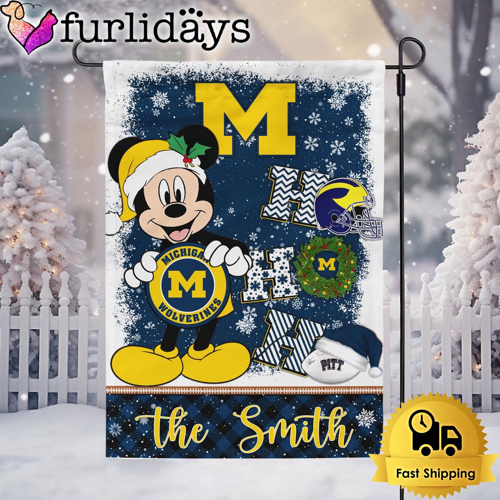 custom ncaa michigan wolverines mickey hohoho christmas garden flag4399