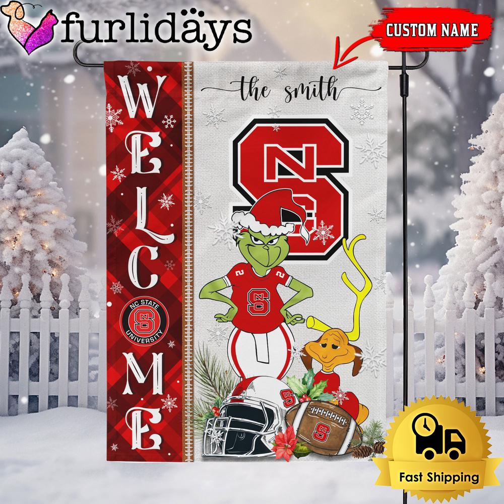 custom ncaa nc state wolfpack football grinch christmas welcome garden flag7198