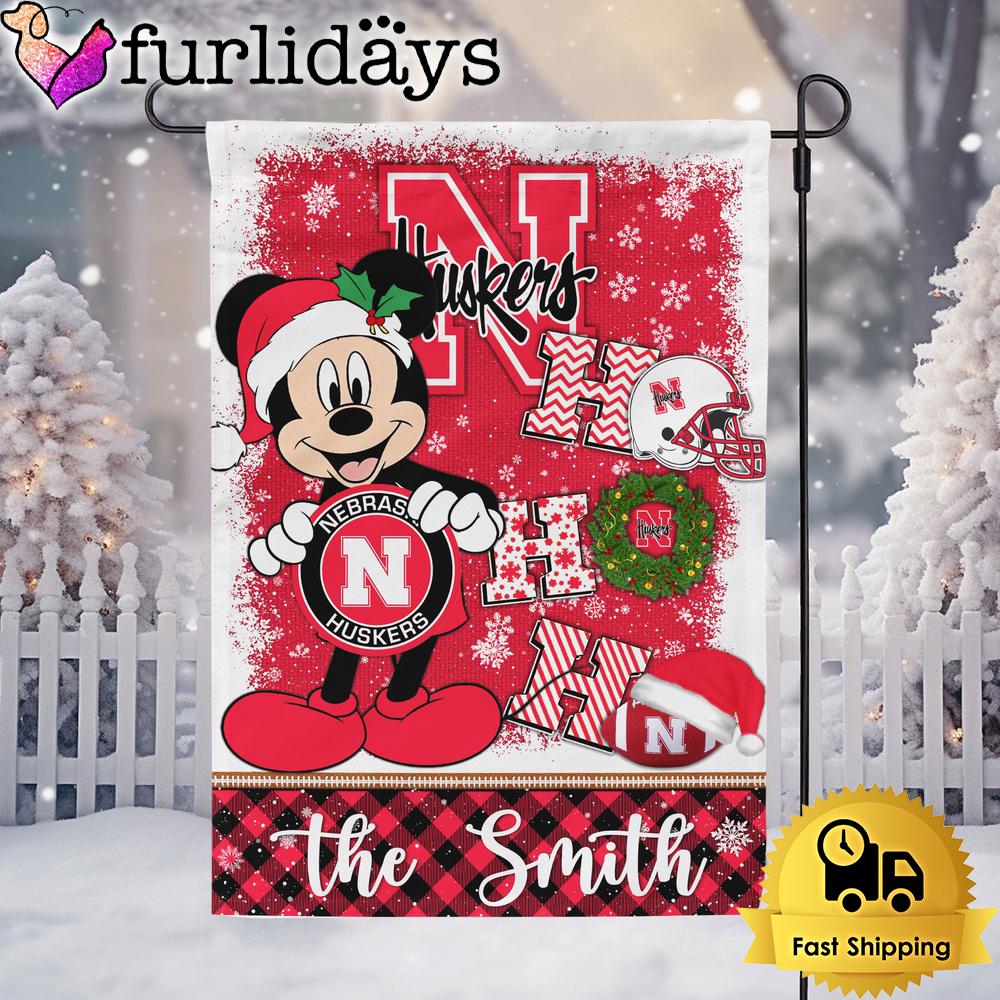 custom ncaa nebraska cornhuskers mickey hohoho christmas garden flag3575