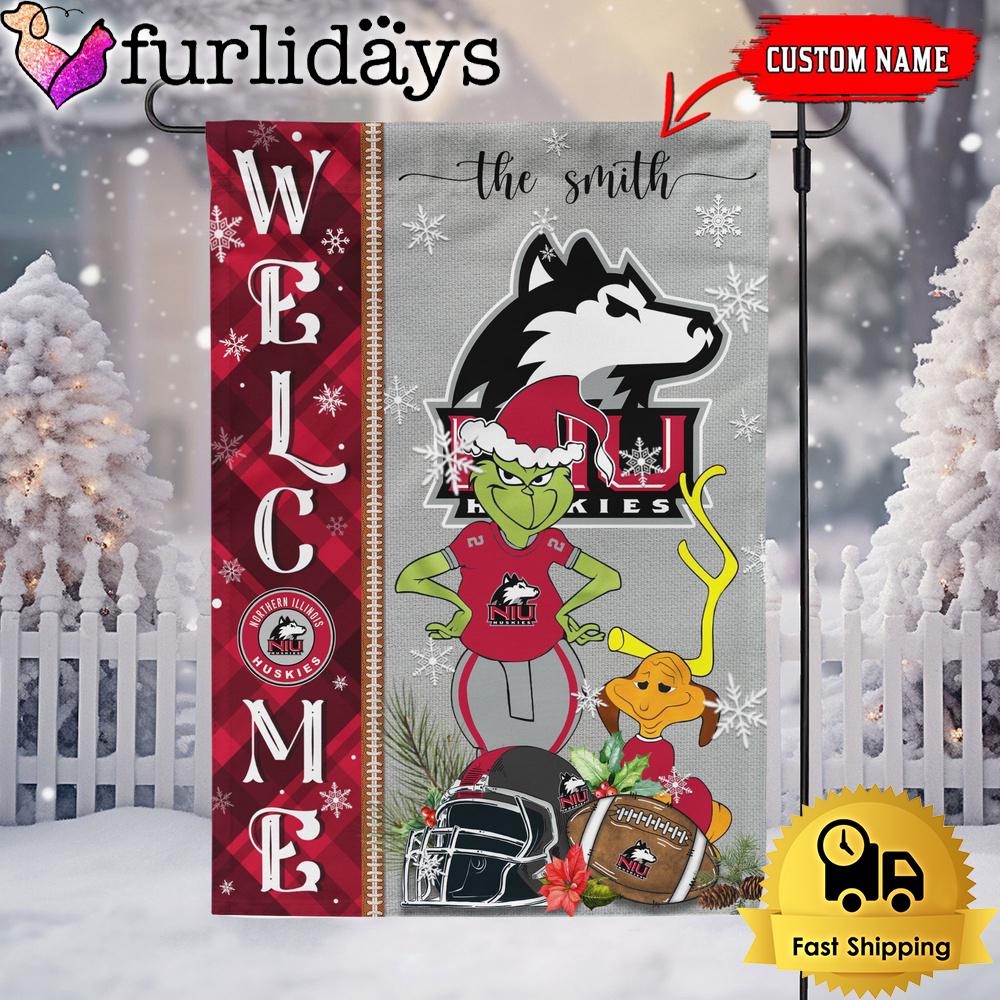 custom ncaa northern illinois huskies football grinch christmas welcome garden flag3365