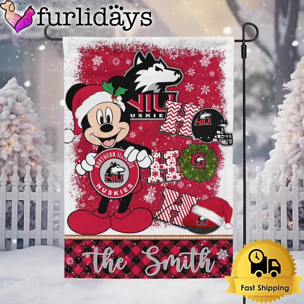 custom ncaa northern illinois huskies mickey hohoho christmas garden flag0160