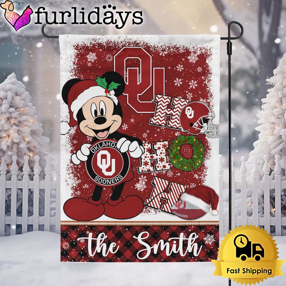 custom ncaa oklahoma sooners mickey hohoho christmas garden flag1044