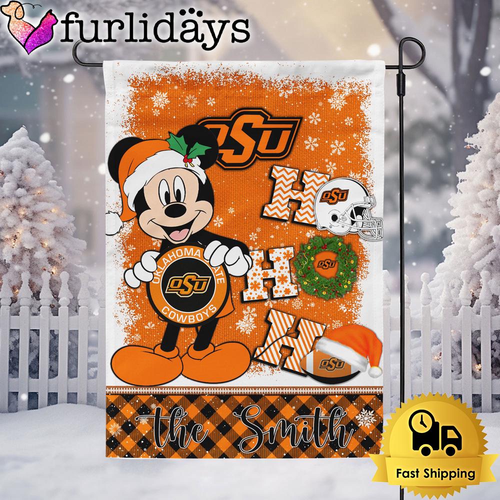 custom ncaa oklahoma state cowboys mickey hohoho christmas garden flag5864