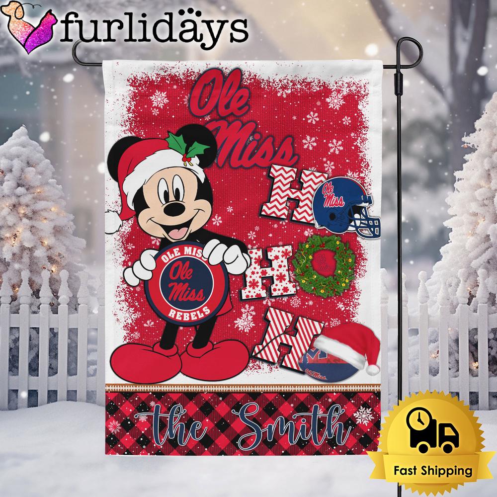 custom ncaa ole miss rebels mickey hohoho christmas garden flag4434