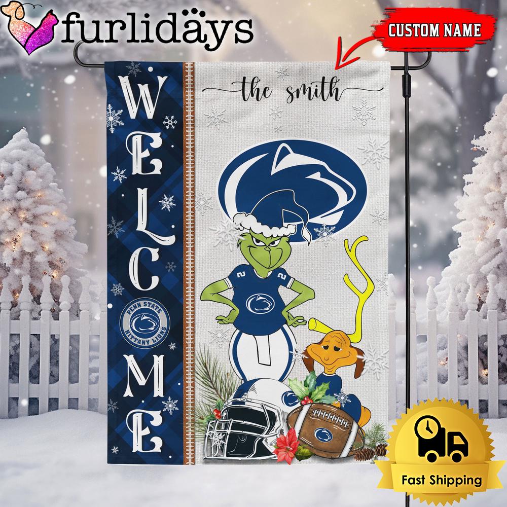 custom ncaa penn state nittany lions football grinch christmas welcome garden flag6003