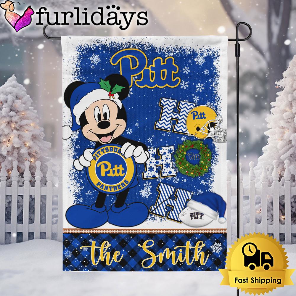 custom ncaa pittsburgh panthers mickey hohoho christmas garden flag5208
