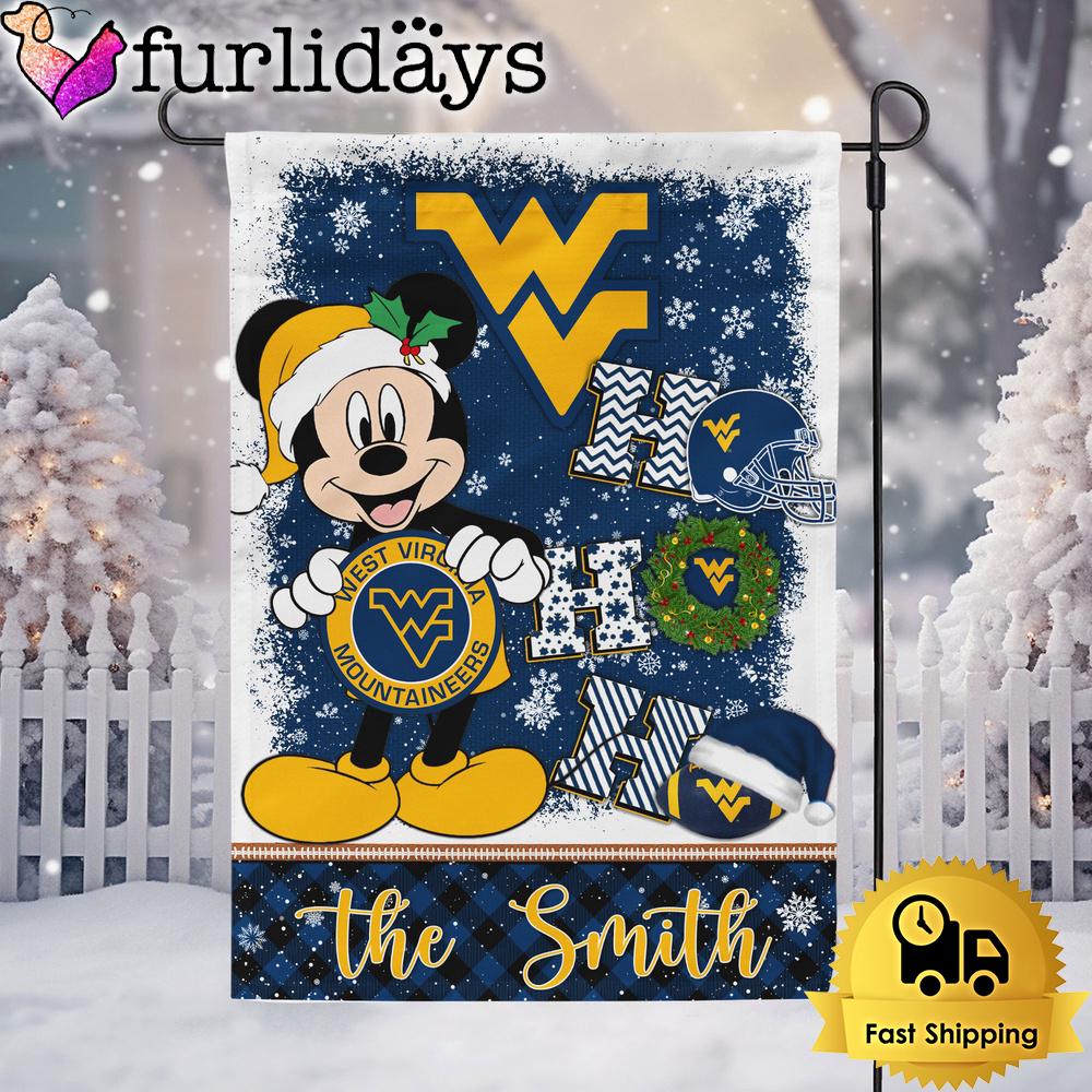 custom ncaa west virginia mountaineers mickey hohoho christmas garden flag0327