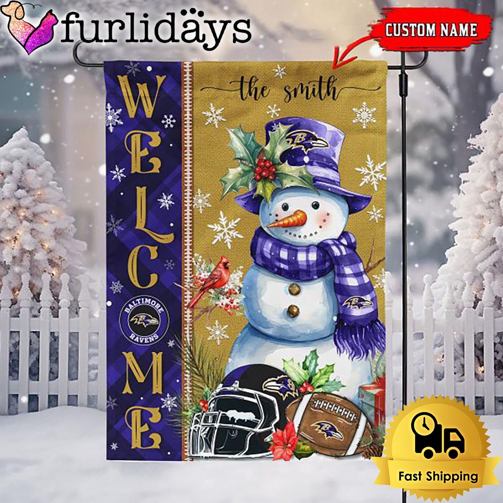 custom nfl baltimore ravens christmas snowman flag4887