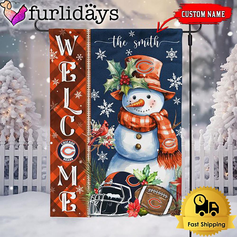 custom nfl chicago bears christmas snowman flag8022