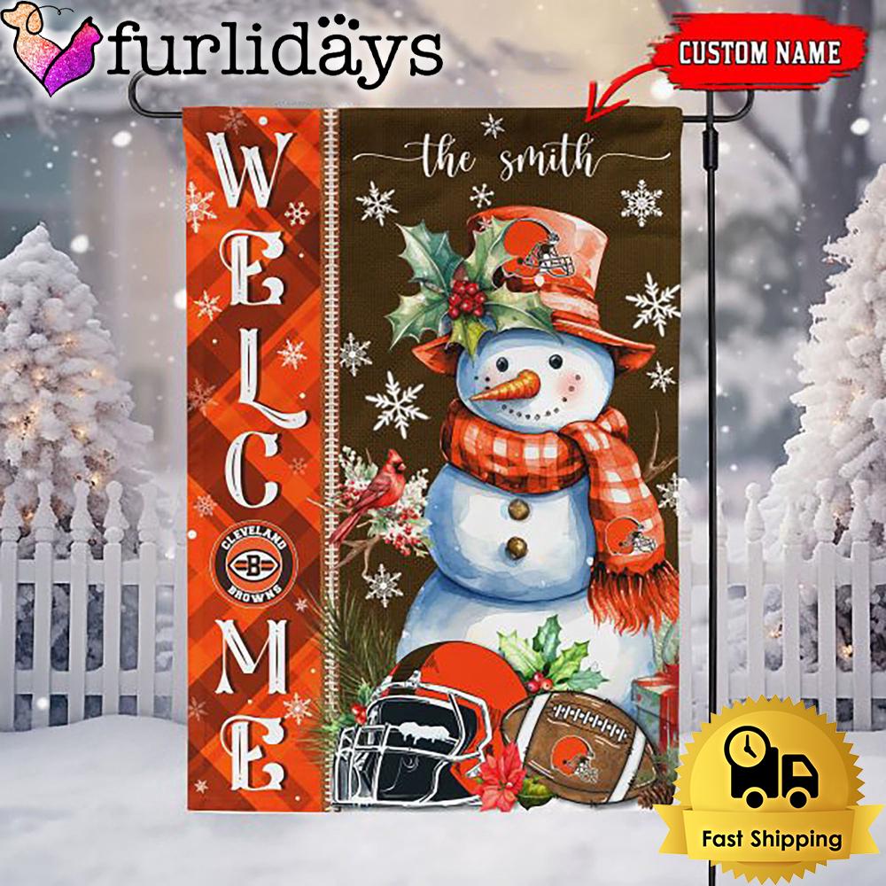 custom nfl cleveland browns christmas snowman flag5557