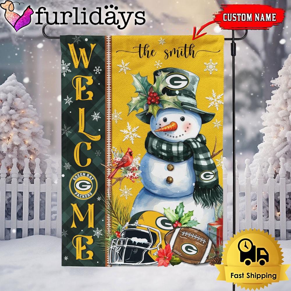 custom nfl green bay packers christmas snowman flag3651