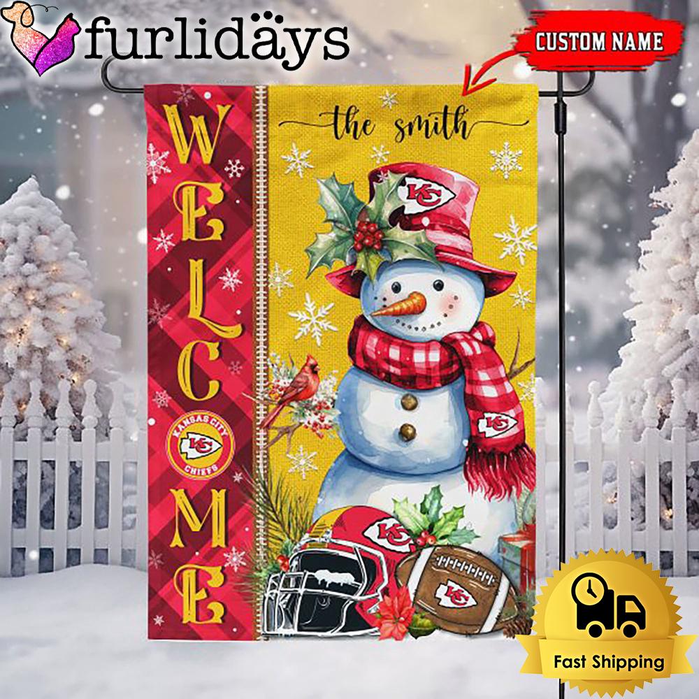 custom nfl kansas city chiefs christmas snowman flag3632