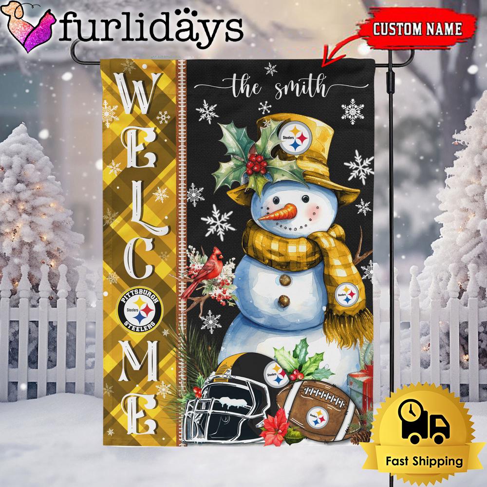 custom nfl pittsburgh steelers christmas snowman flag9995