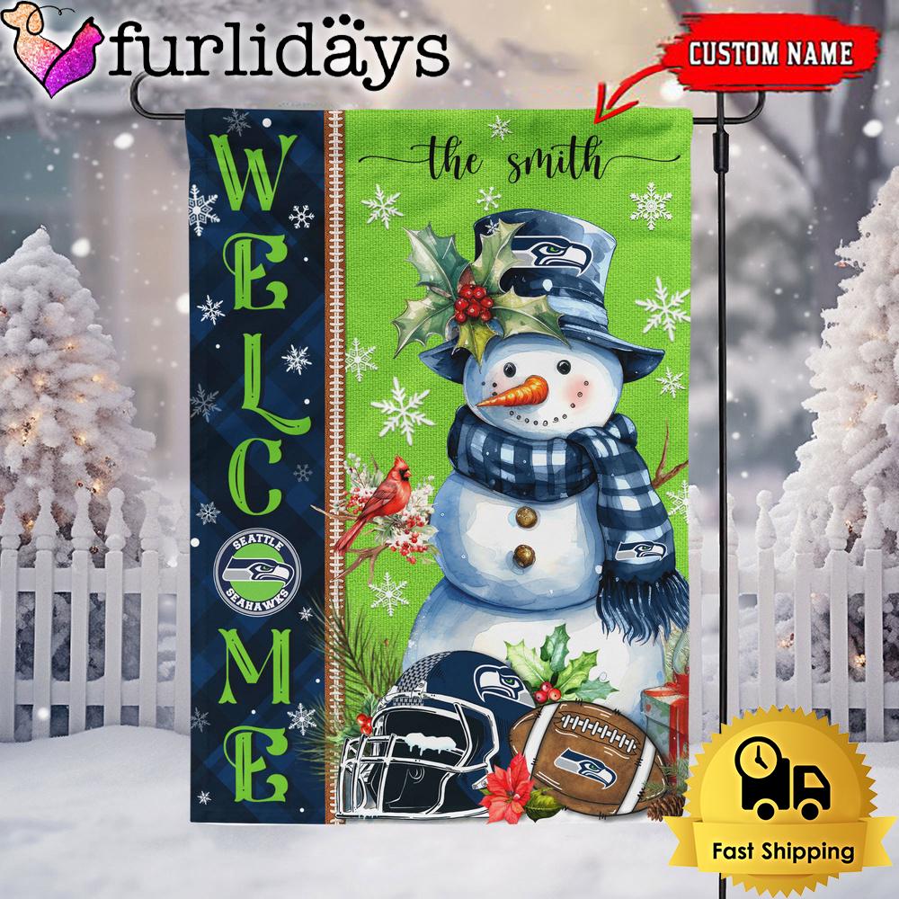 custom nfl seattle seahawks christmas snowman flag4121