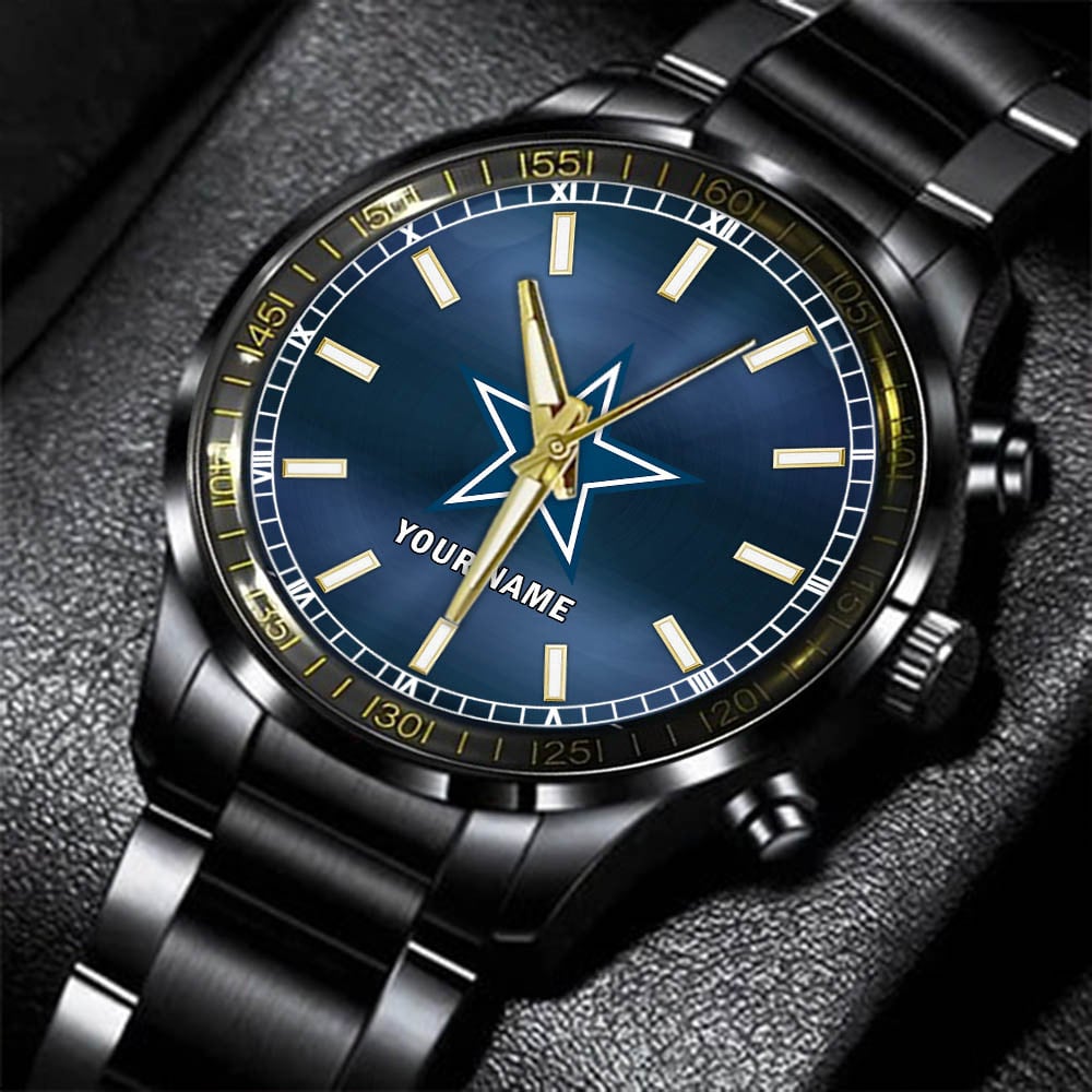 dallas cowboys nfl personalized black hand watch gifts for fans awryx