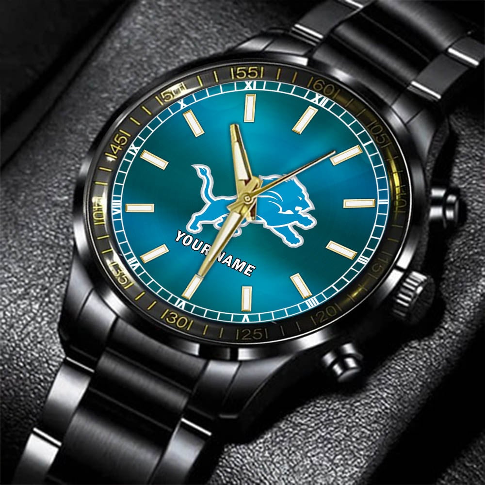 detroit lions nfl personalized black hand watch gifts for fans uorsg