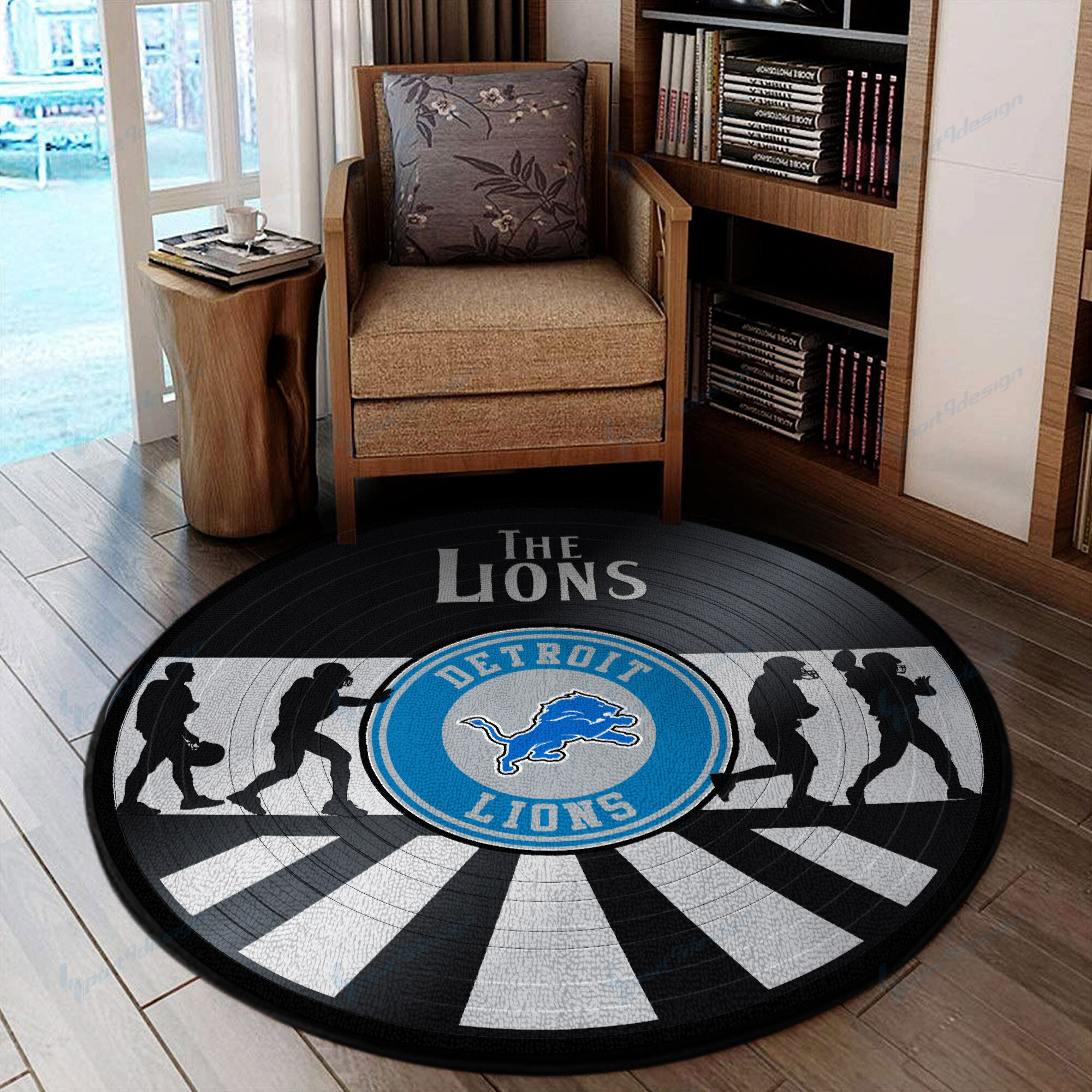 detroit lions round rug 94 pably