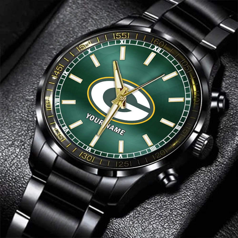 green bay packers nfl personalized black hand watch gifts for fans otzoa
