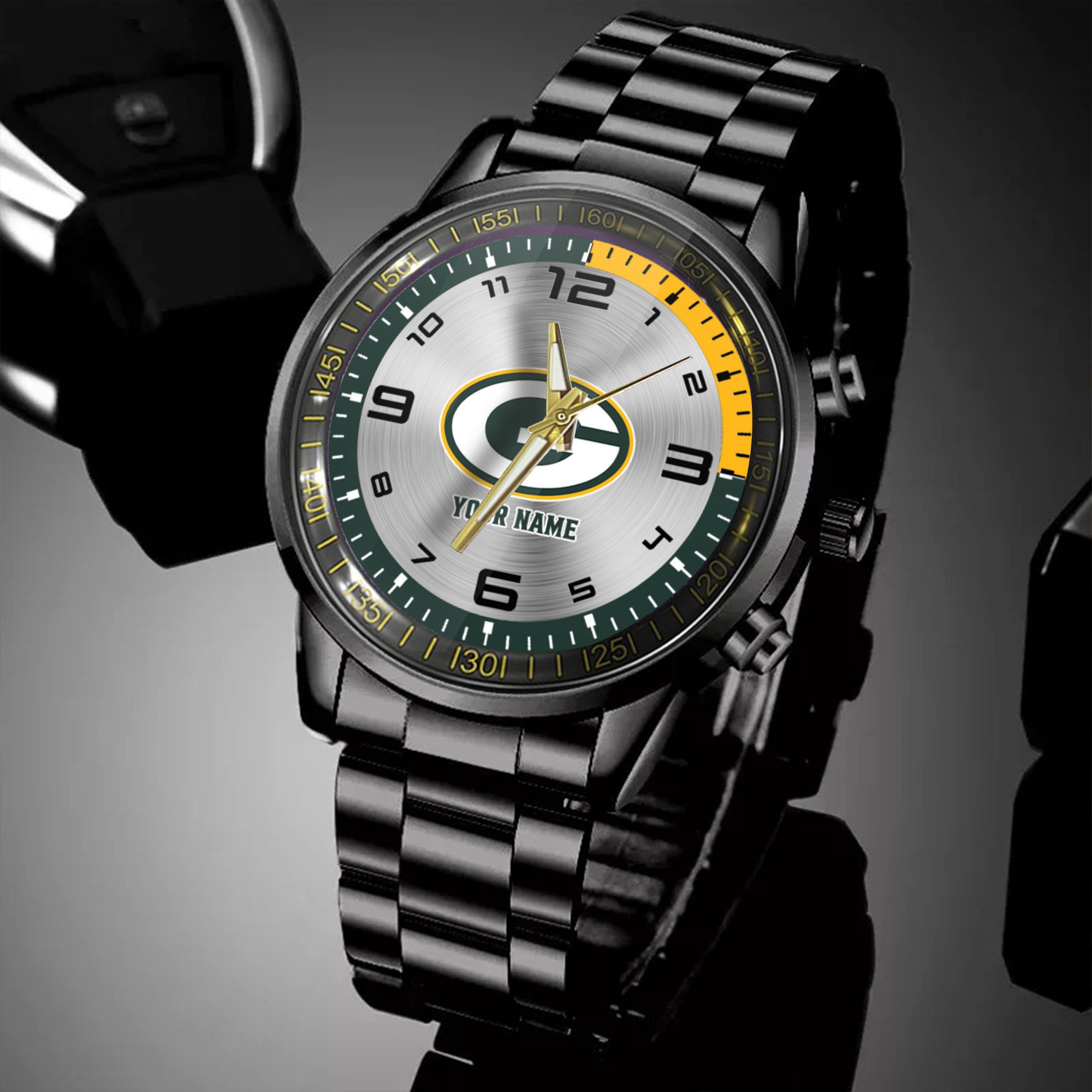 green bay packers nfl personalized black hand watch gifts for fans wfvof