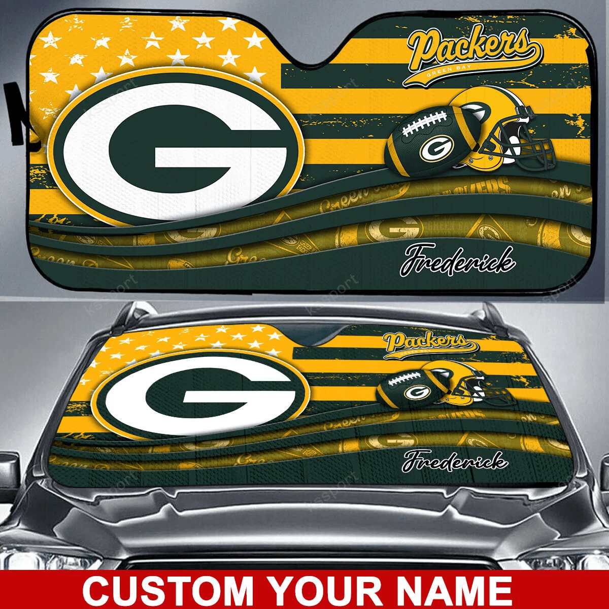 green bay packers personalized auto sun shade bg11 evgsl