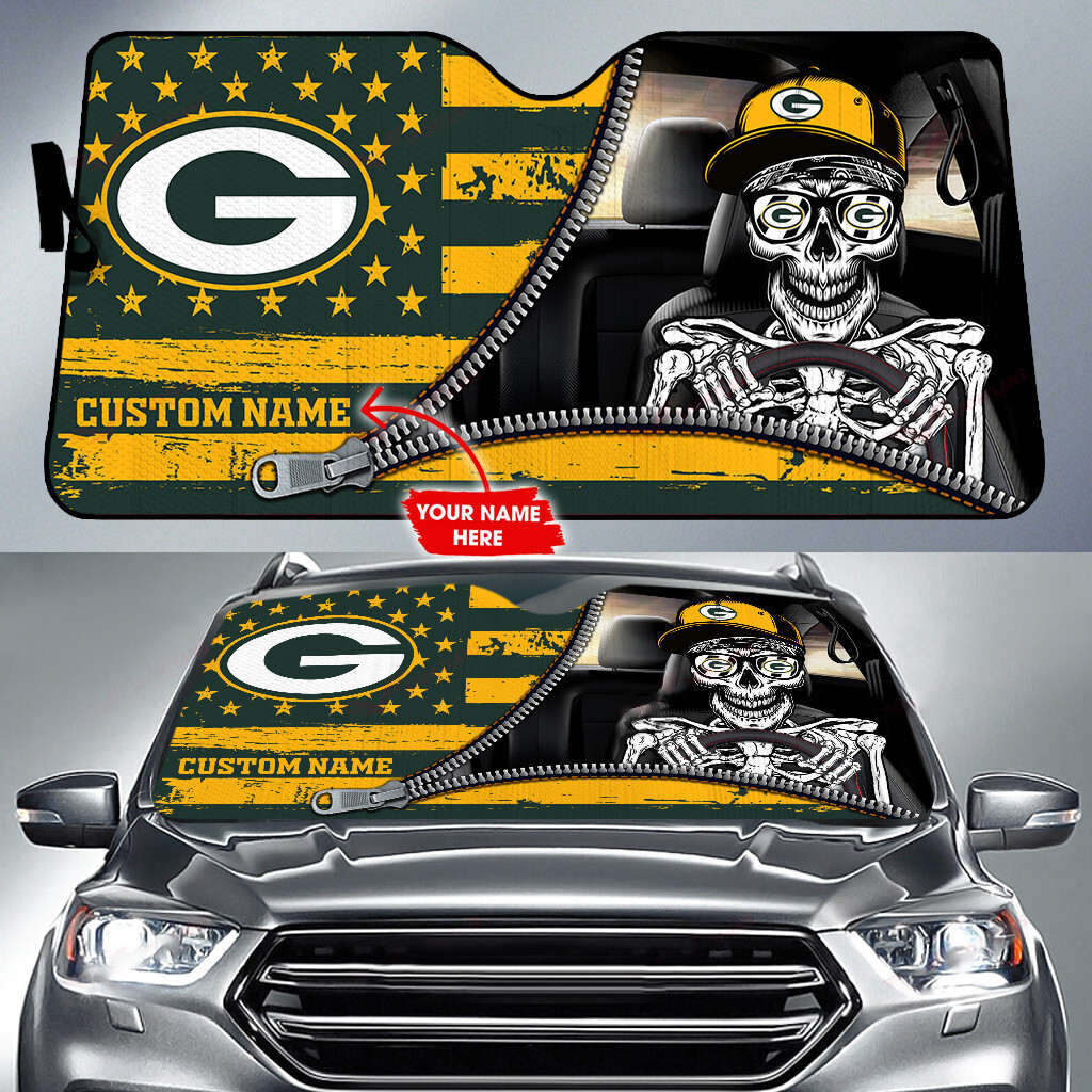 green bay packers personalized auto sun shade bg73 ut5pn