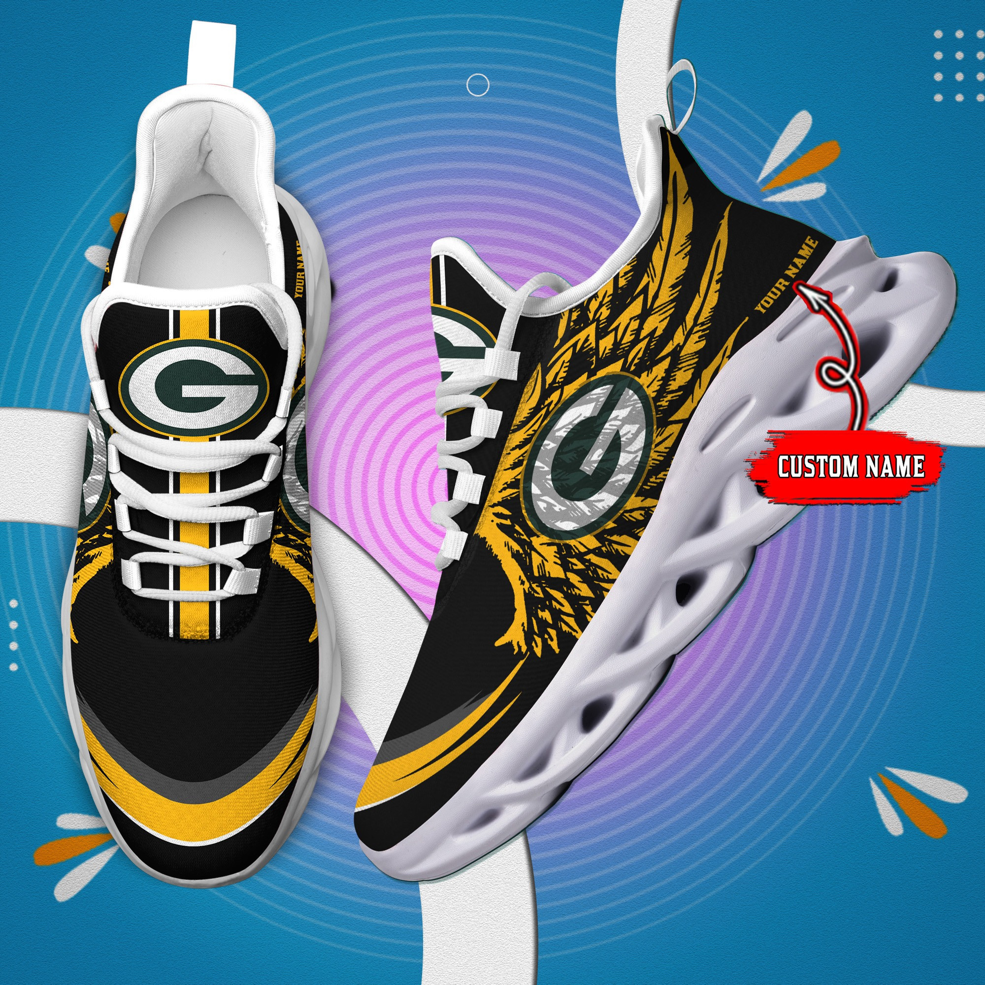 green bay packers personalized yezy running sneakers bb665 yegfs