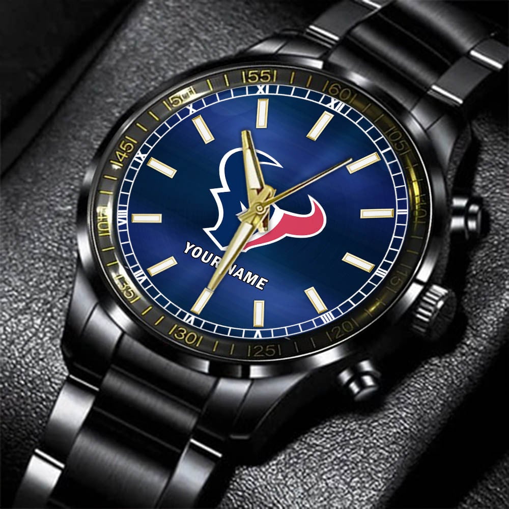 houston texans nfl personalized black hand watch gifts for fans rsaot