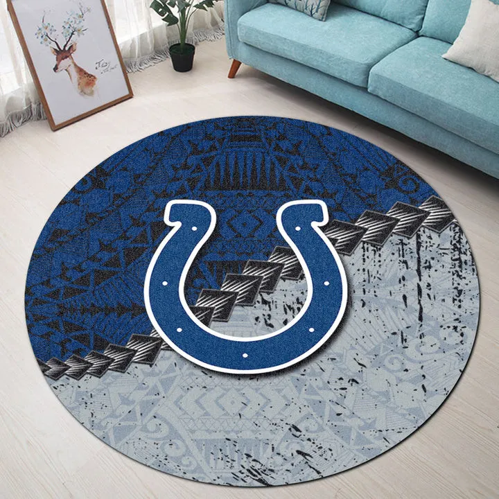 indianapolis colts round rug grunge polynesian tattoo 18 e2pli