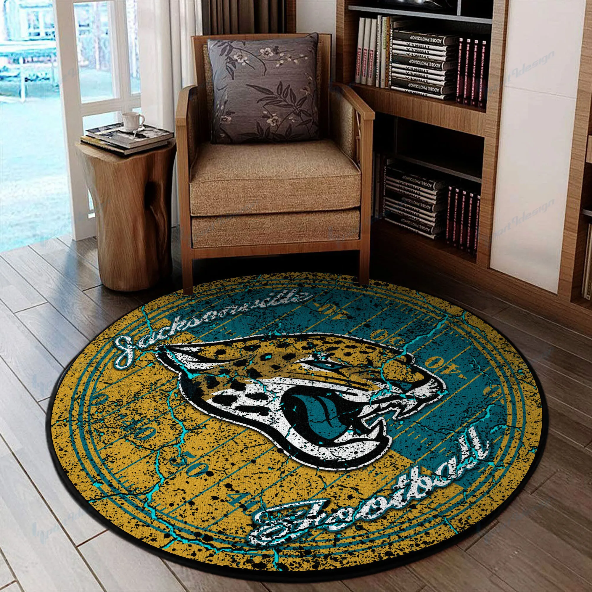 jacksonville jaguars round rug 68 asjmg