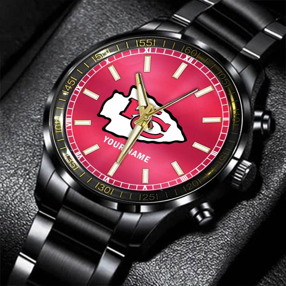 kansas city chiefs nfl personalized black hand watch gifts for fans bqiwi
