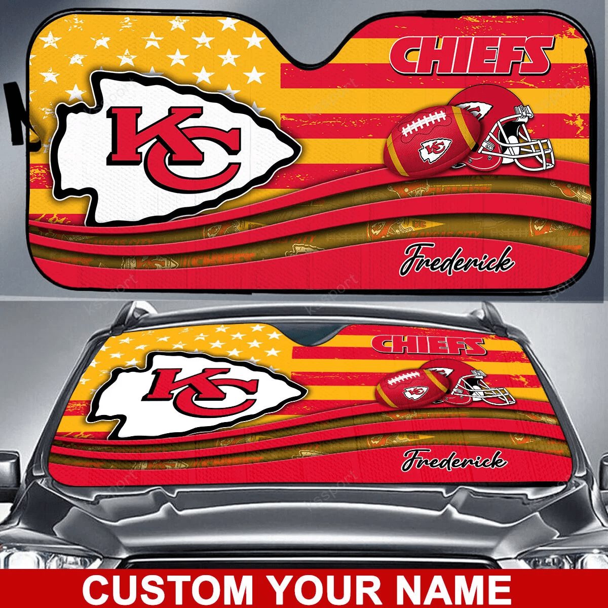 kansas city chiefs personalized auto sun shade bg15 agta8