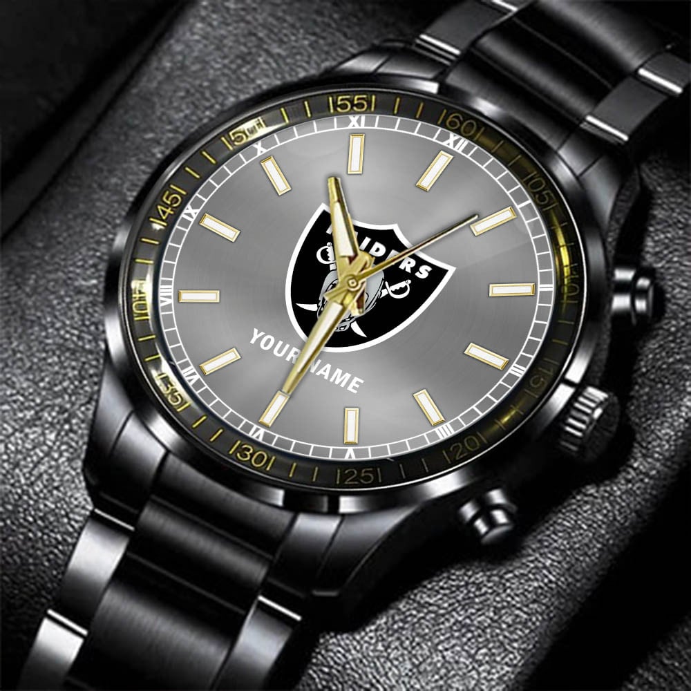 las vegas raiders nfl personalized black hand watch gifts for fans rvary