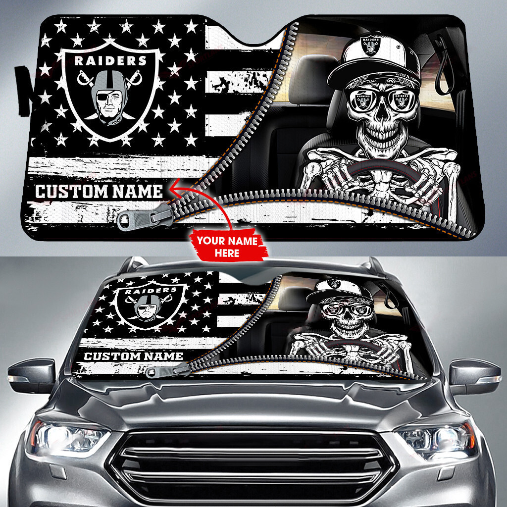 las vegas raiders personalized auto sun shade bg78 ymujv