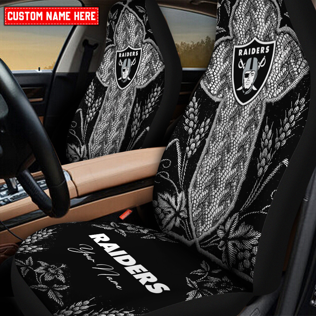 las vegas raiders personalized car seat covers bg308 tfuhz
