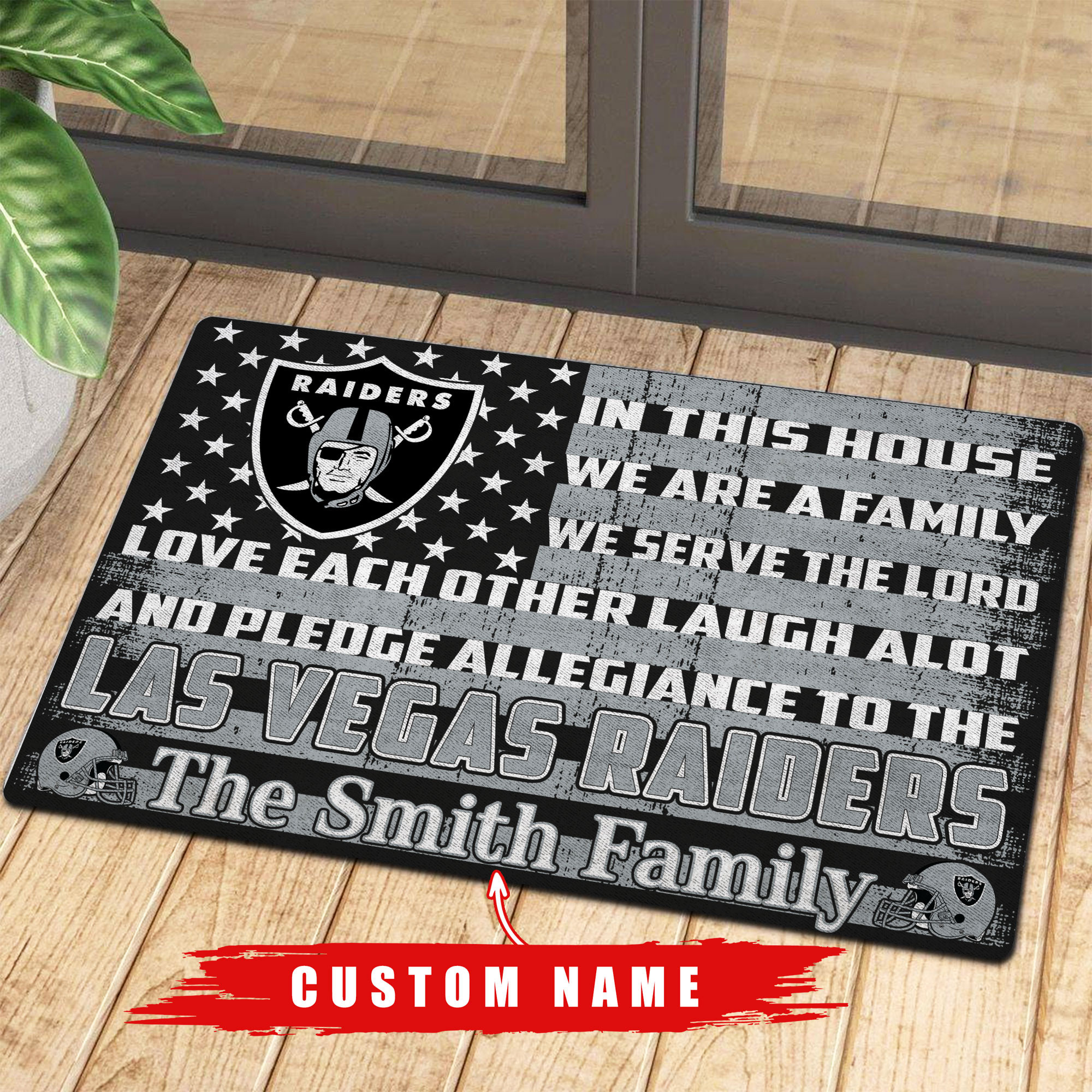 las vegas raiders personalized doormat bg300 7doiy