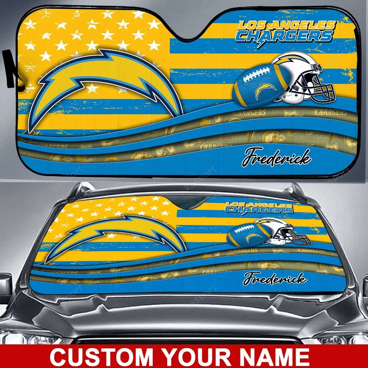los angeles chargers personalized auto sun shade bg17 xril3