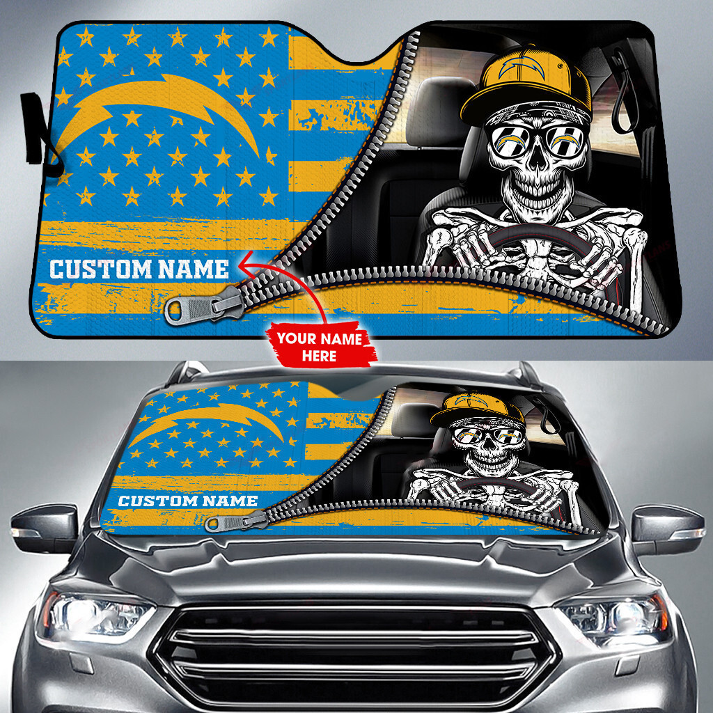 los angeles chargers personalized auto sun shade bg79 tdunx