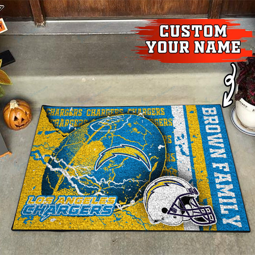 los angeles chargers personalized doormat bg17 r7ucr