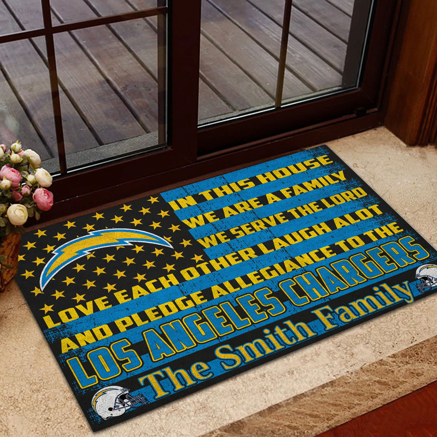 los angeles chargers personalized doormat bg301 ucqly