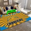 los angeles chargers personalized premium rectangle rug 58 sztvw