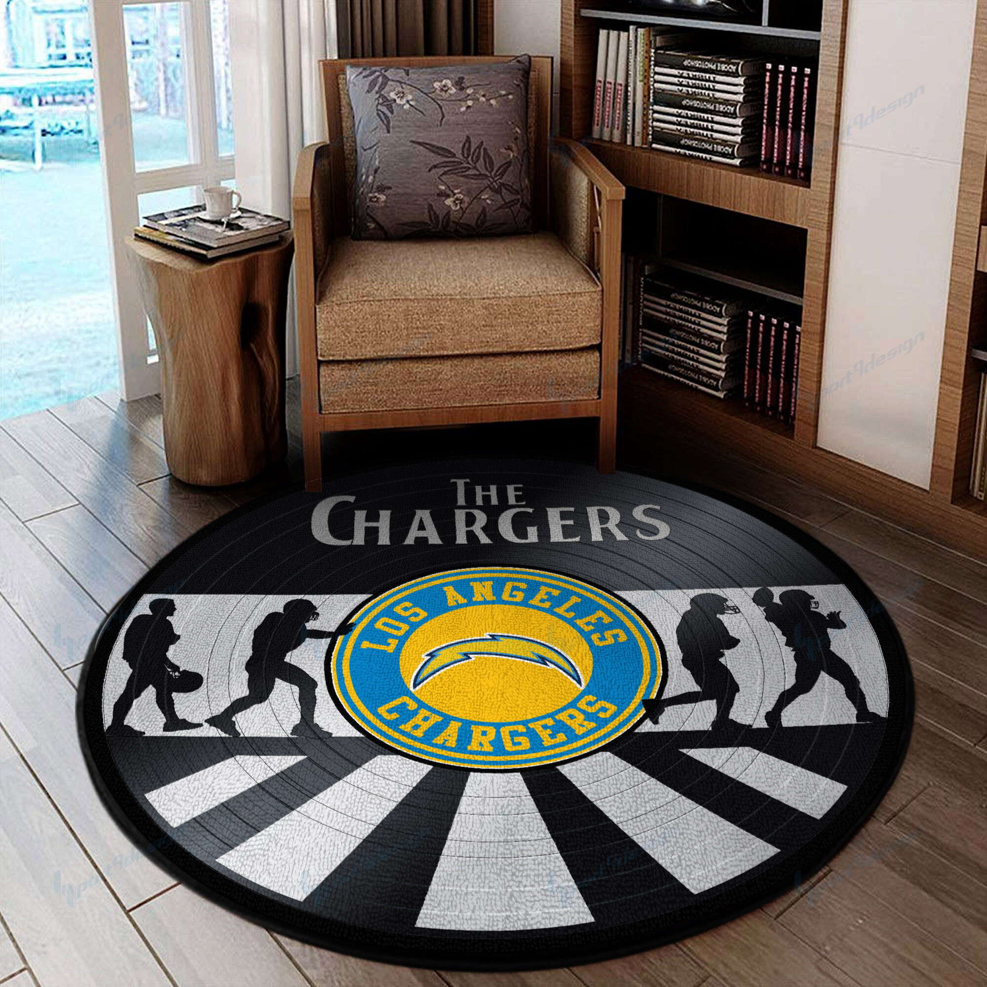 los angeles chargers round rug 100 thfnl