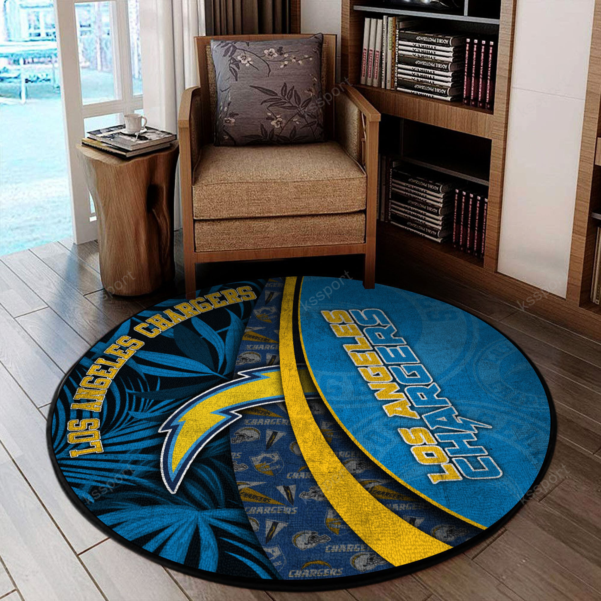 los angeles chargers round rug 137 ers7n
