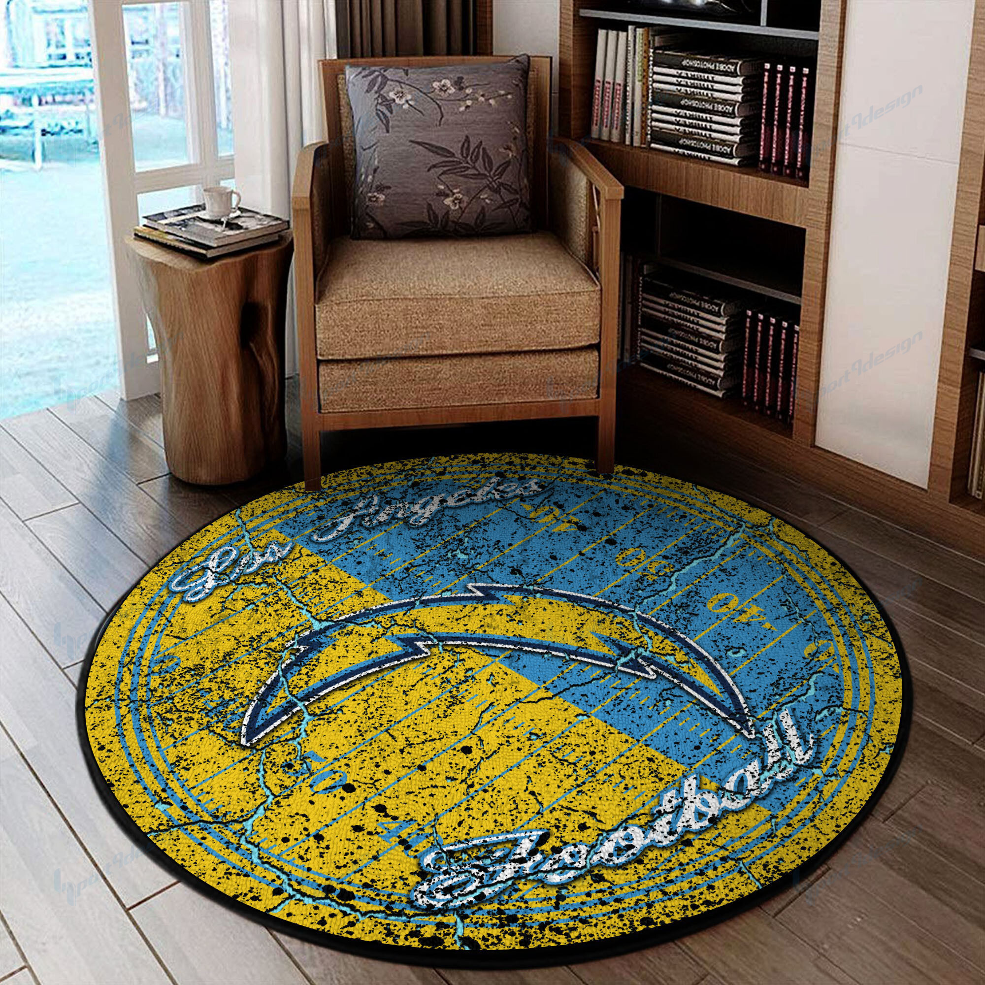 los angeles chargers round rug 70 nomm2