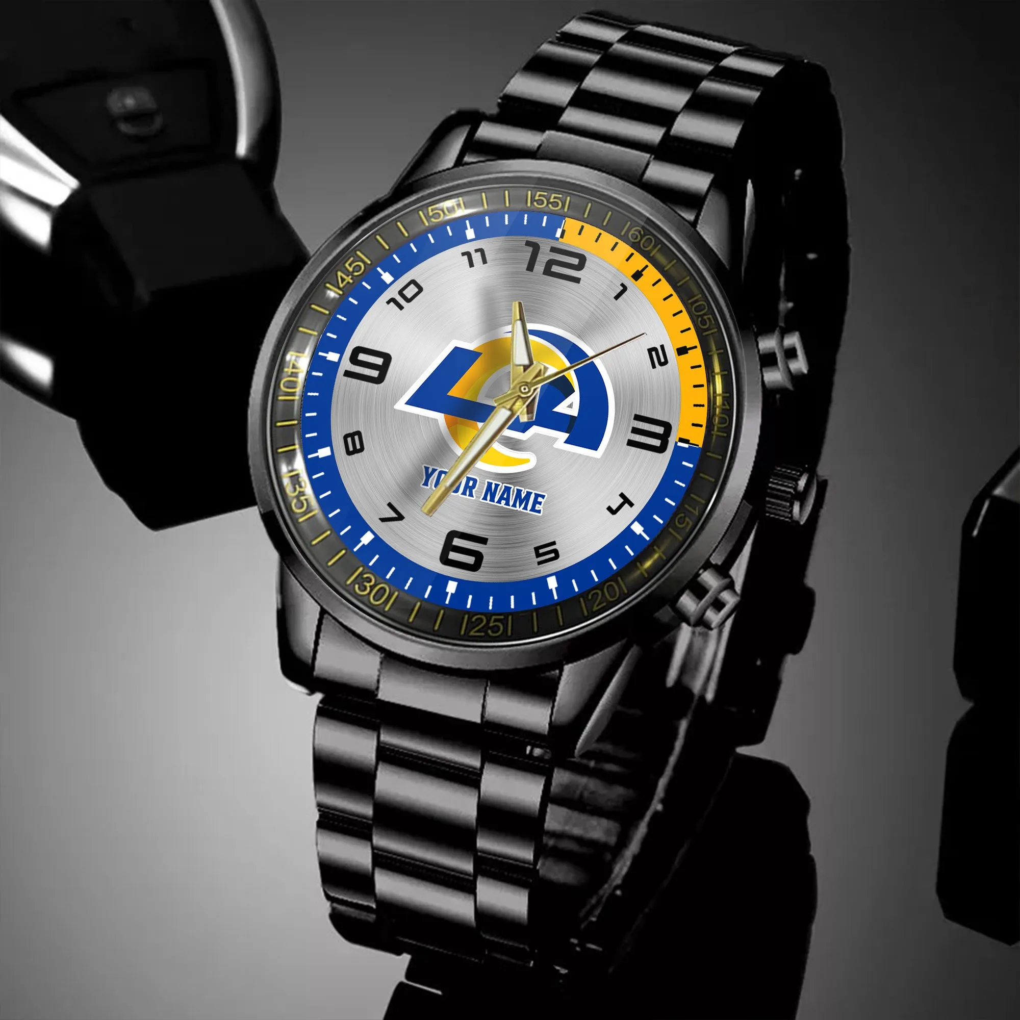 los angeles rams nfl personalized black hand watch gifts for fans snvr0