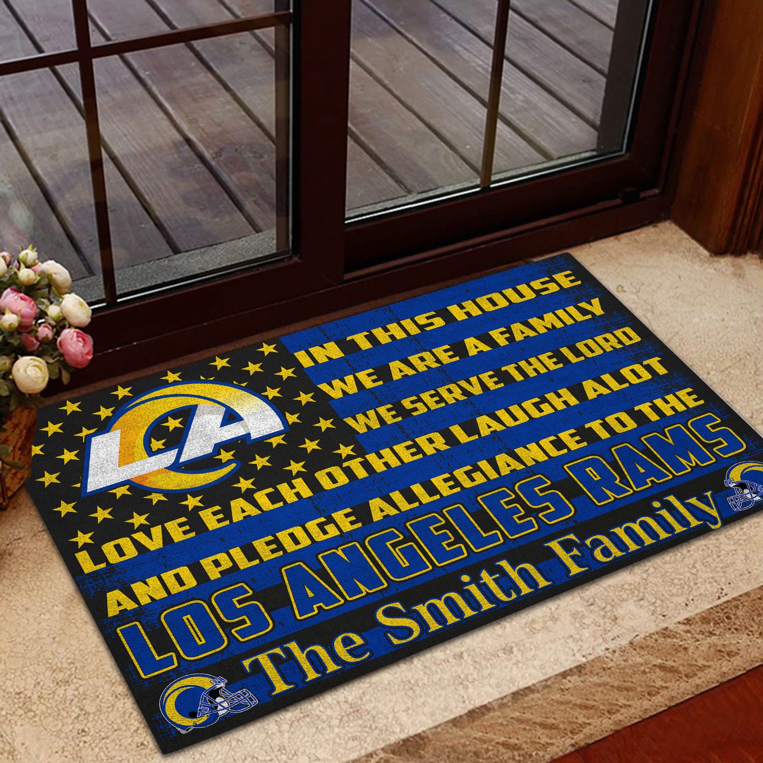 los angeles rams personalized doormat bg302 enmeq