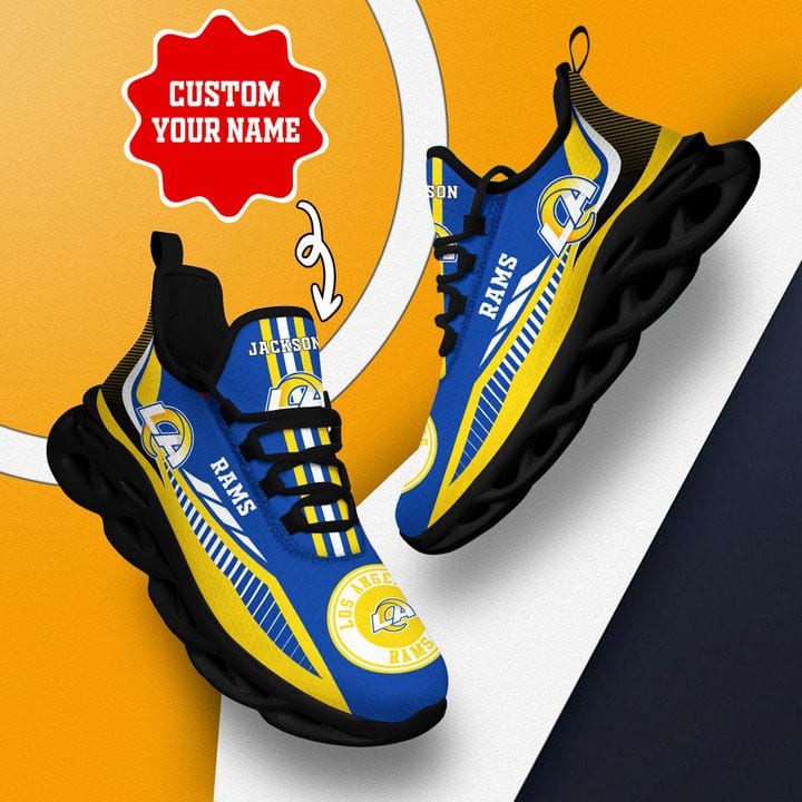 los angeles rams personalized yezy running sneakers 404 kttmb