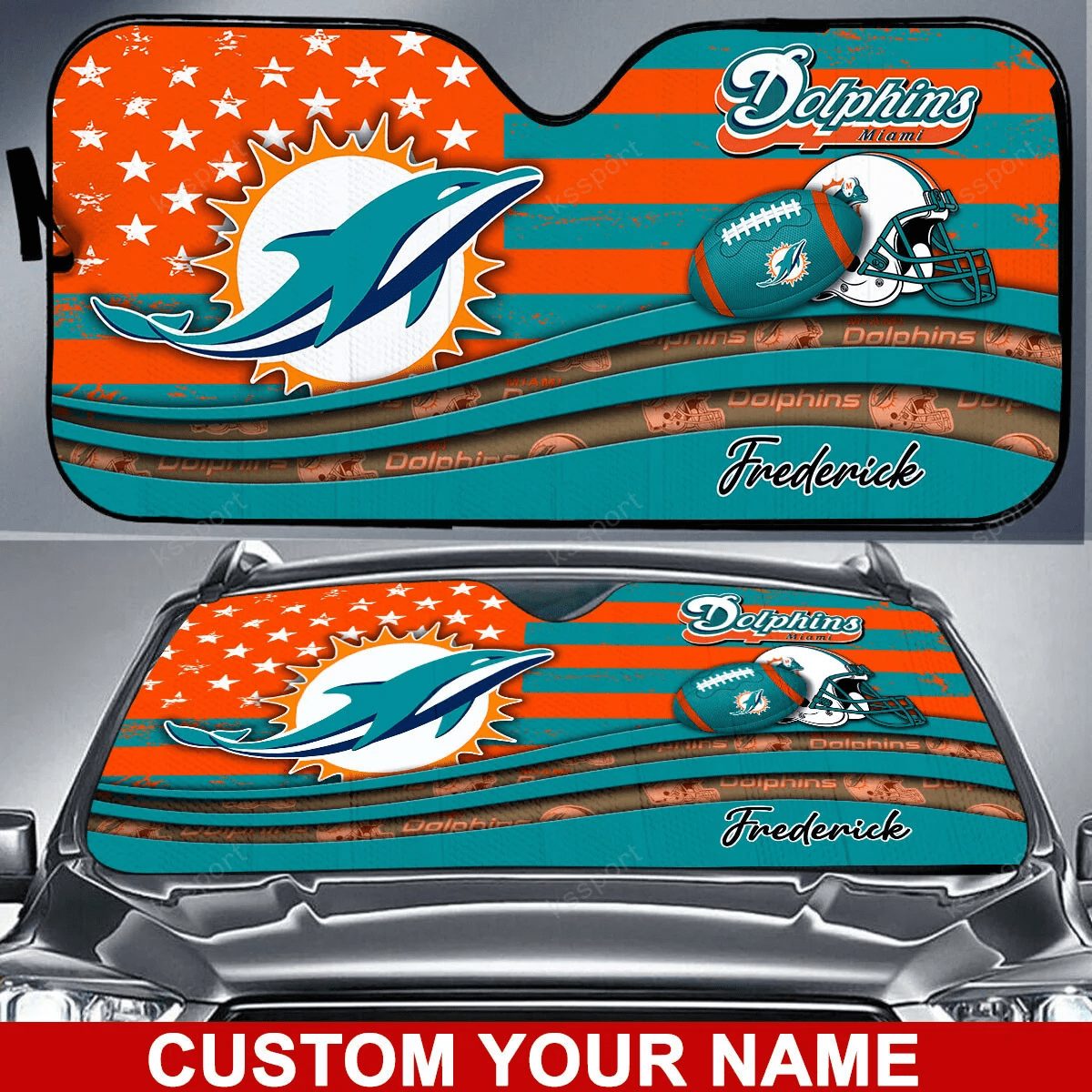 miami dolphins personalized auto sun shade bg19 e90yb