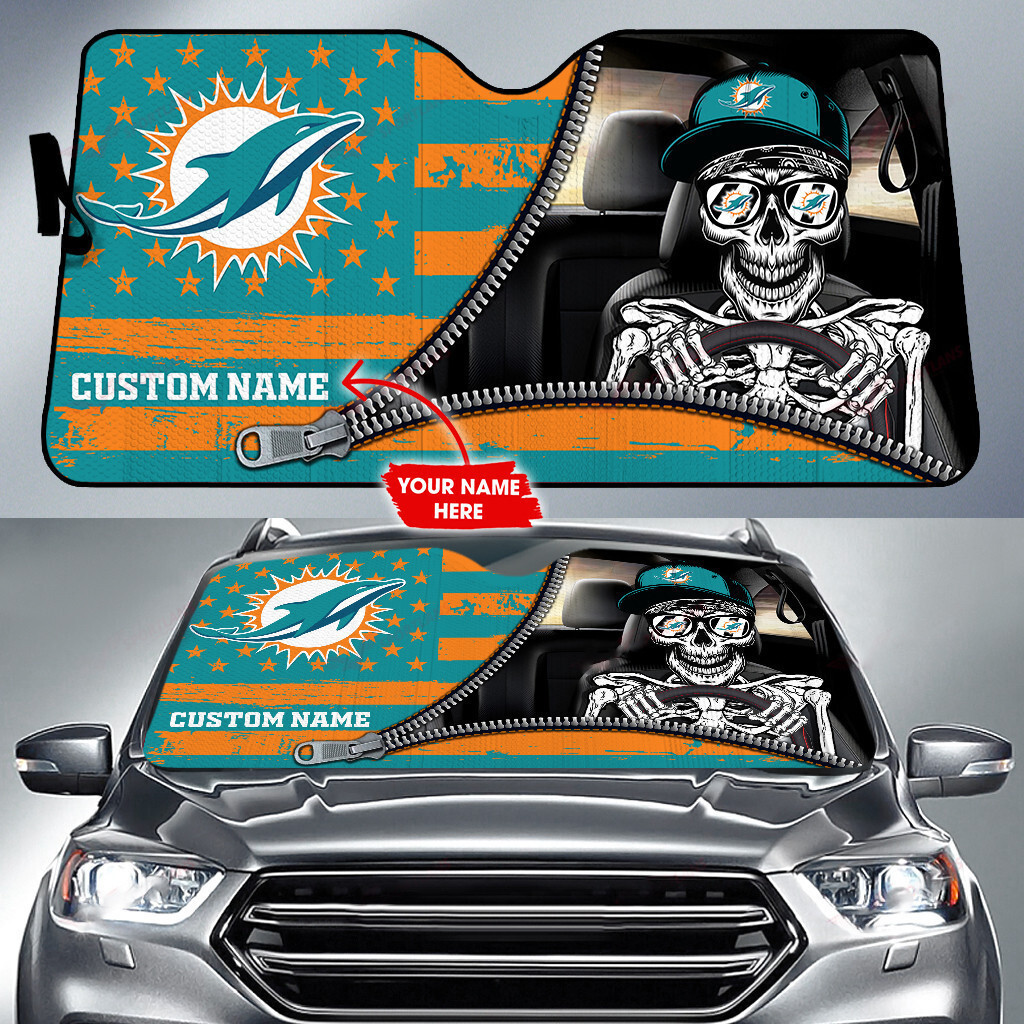 miami dolphins personalized auto sun shade bg81 qlzyg