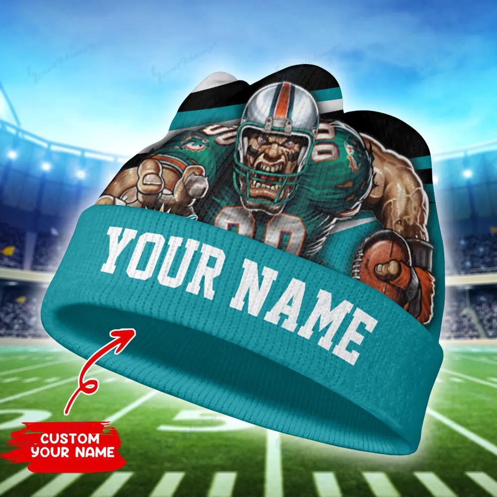 miami dolphins personalized wool beanie 101 qvmey